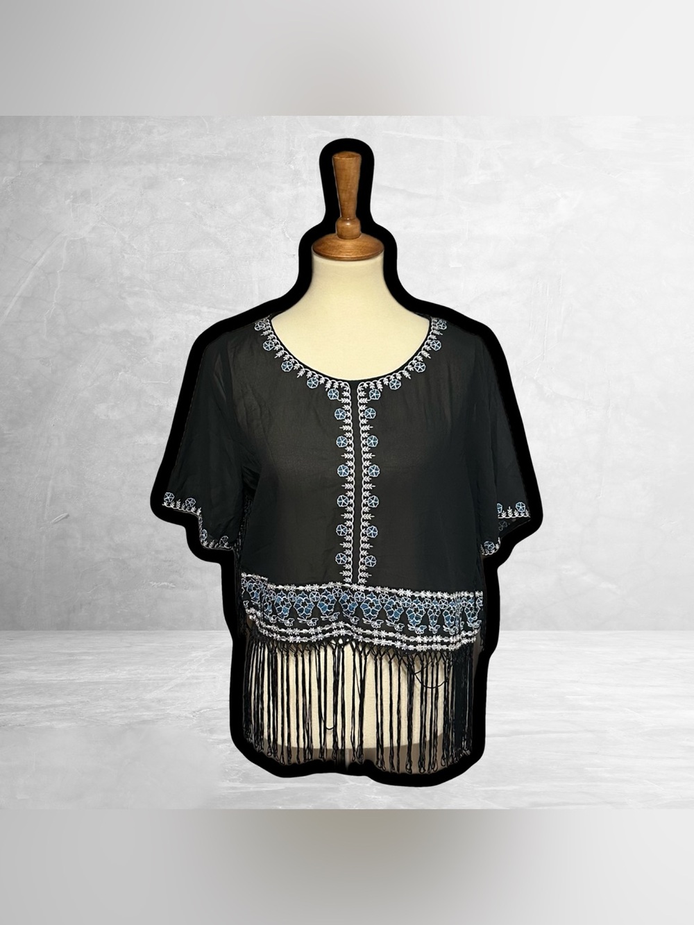 🌈 Boho Embroidered Fringe Top